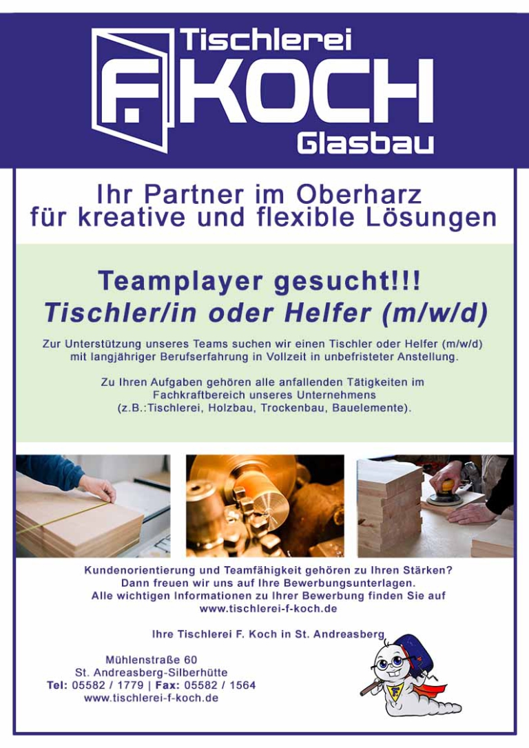 Stellenangebot – Tischlerei F. Koch